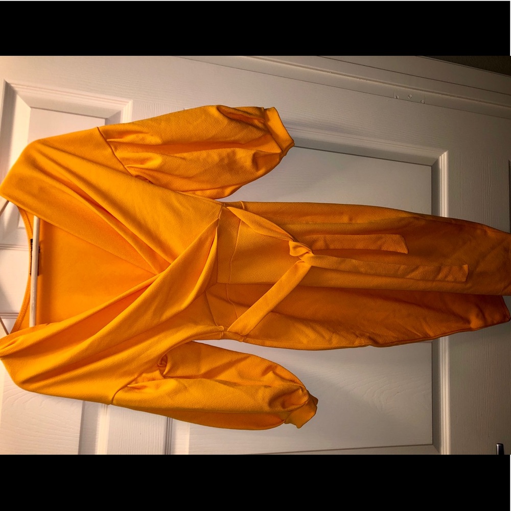 Boohoo mustard wrap dress